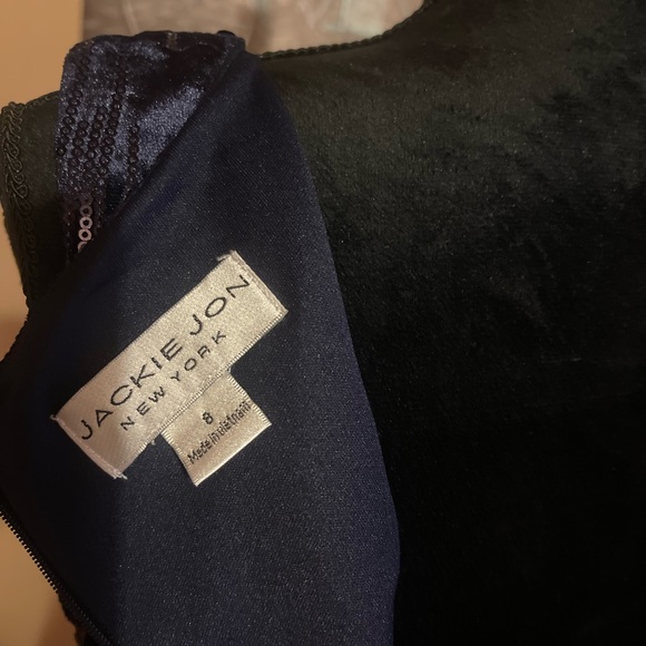 New with tags Jackie Jon midnight blue Sequins Velvet Dress - Picture 4 of 7